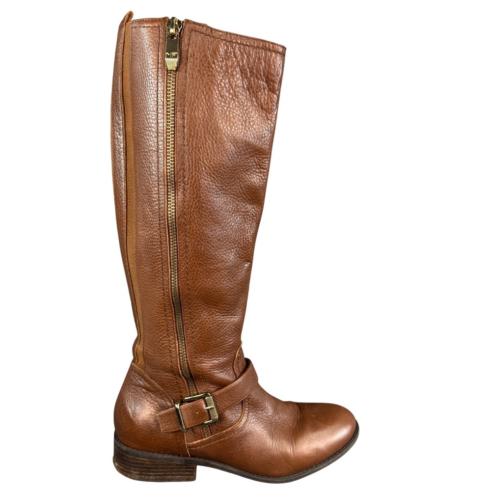 Marc Fisher Womens Cognac Brown Pebbled Leather Tall Riding Boots Size 9M